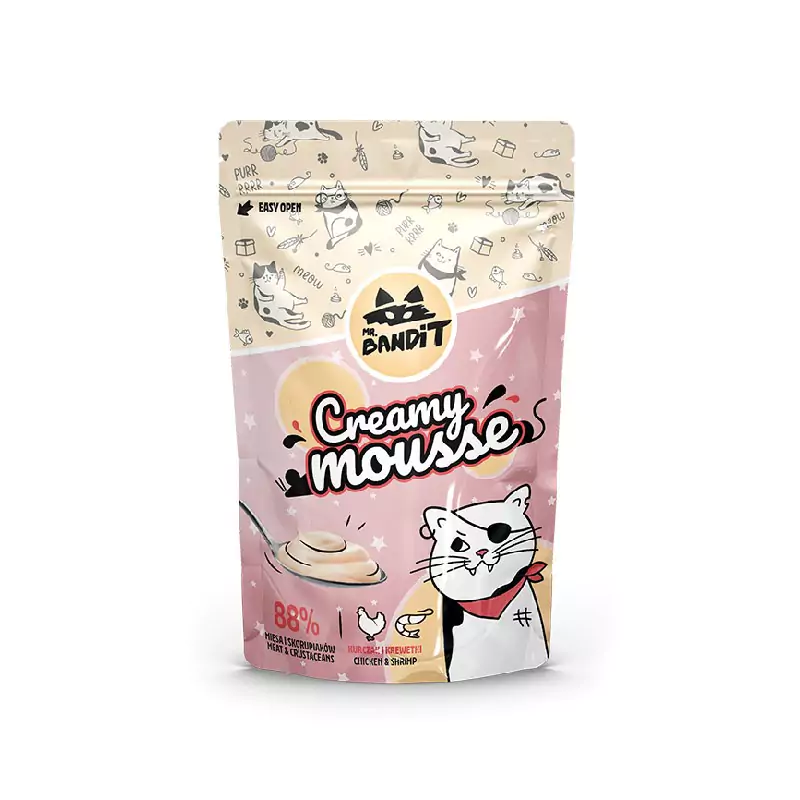Mr. Bandit Creamy Mousse chicken & shrimp – кремообразно лакомство за котки с пилешко месо и скариди